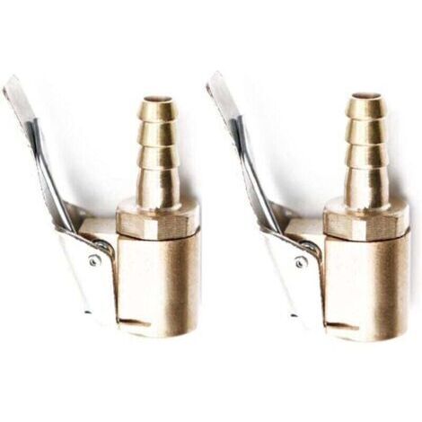 Adaptador de válvula de neumático de coche de 6 mm/8 mm, adaptador de conector de abrazadera de válvula de bomba de inflado de aire, boquilla de compresor neumático de latón (Pagoda, 6 mm, 2 unida (1/4)