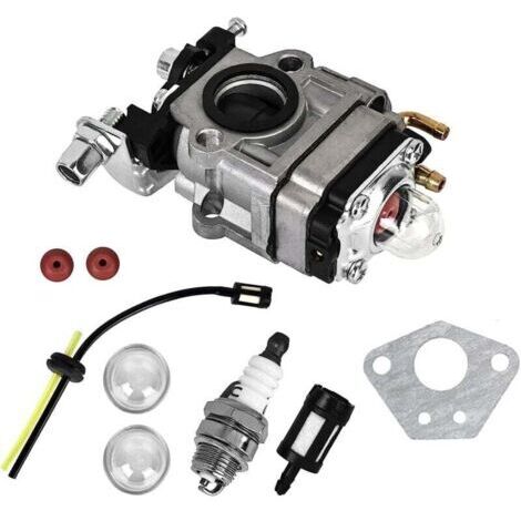 Carburateur Debroussailleuse Carburateur Kit: Kit Carburateur avec Ampoule D'apprêt +Joint+Bougie D'allumage pour Débroussailleuse GX35 52cc 49cc 43cc 40cc (1/4)