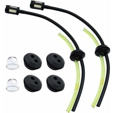 Lot de 2 Kits Universels de Filtres à Essence avec Joints Passe-Durites pour Carburateurs de Tondeuses à Gazon - Compatible avec les Essences de Tondeuses ECHO et STIHL, avec Brosse et Kit d'Outils de (1/4)