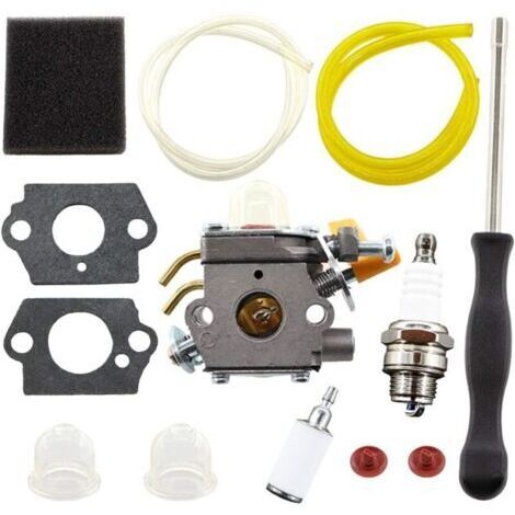 Kit de carburateur avec Tournevis de Réglage Filtre à Air pour Ryobi RBC30SET RLT30CET RHT2660DA RLT26CDS RBC26SES Remplace Zama C1U-H60 308054003 308054008 308054012 (1/4)