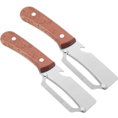 Lot de 2 Éplucheurs Multifonctionnels à Lame INOX avec Manche en Bois Naturel et Ouvre-Bouteille Intégré Outil Cuisine Polyvalent pour Fruits, Légumes et Bar, pour Usage