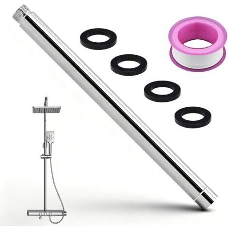 Tube d'extension de douche 30 cm, tuyau d'extension de douche pour pommeau de douche, bras d'extension chromé, barre de douche droite pour accessoires de salle de bain