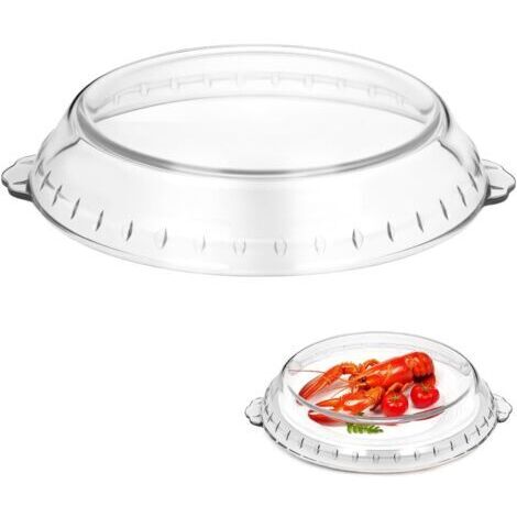 Couvercle Micro Ondes: 10" couvre plat micro ondes en verre Couvercle de Protection Anti-éclaboussures Transparent avec Double Poignée pour Réchauffer et Cuire à la Vapeur