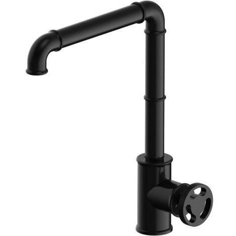 Cuisine Évier Robinet Vintage Steampunk industriel Style, Noir laiton Rétro Robinet, évier Mitigeur bec haut, 1 Manette Robinetterie, pour Salle de Bain et Cuisine