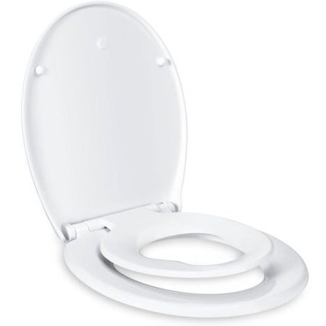 Abattant WC Familial, Lunette de Toilette avec Siège Enfant Magnétique, Frein de Chute et Charnière Réglable, Abattant WC en Polyéthylène pour Adultes et Enfants