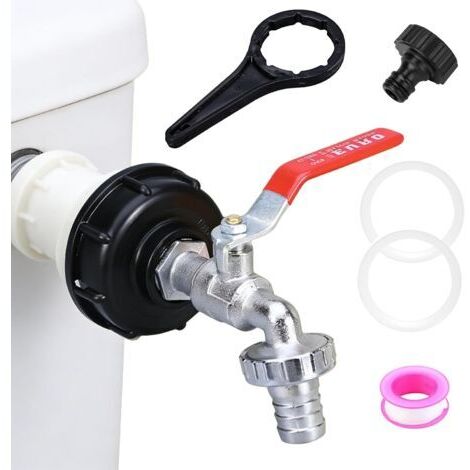 Robinet Cuve 1000l, 3/4" Adaptateur de Réservoir IBC en Laiton, IBC Container Accessoires, avec Clés à Capuchon de Tambour, pour Robinet Jardin Irrigation Tuyaux Accessoires Adaptateur Robinet (1/5)