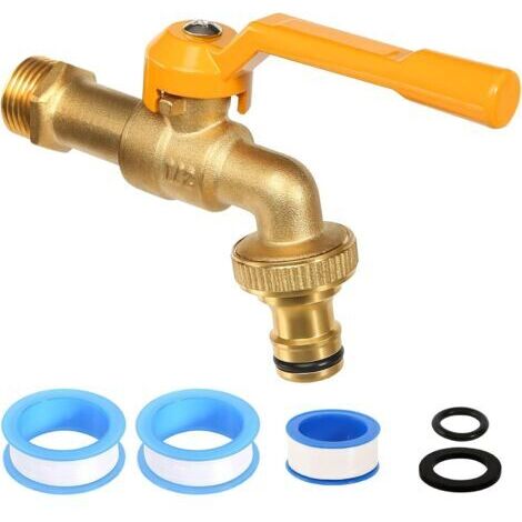 Robinet 1/2 Pouce Jardin, Robinet à Bille en Laiton Extérieur Ingélif -20℃ Robinets D'écoulement Résistant à la Chaleur 120℃ Robinets Premium, Extérieur avec Raccords de Tuyau (1/5)