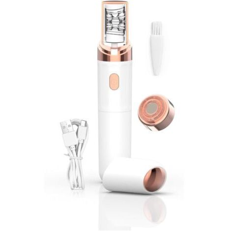 EpilSmooth Épilateur Visage, Epilateur Electrique Femme Visage, epilateur sourcil, USB Rechargeable avec Lumière LED Intégrée pour Epilation Sourcil Visage (Blanc)