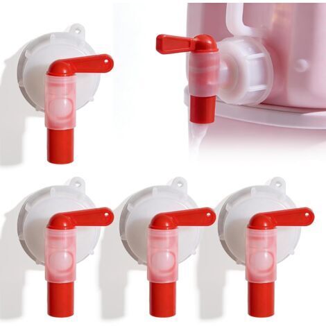 Lot de 4 robinets d'écoulement DIN61 - Robinet doseur DIN61 - Bidon de 61 mm - Solution nutritive pour plantes horticoles - Robinet de vidange durable pour dosage - Pour bidon de 15 à 60 litres (1/5)