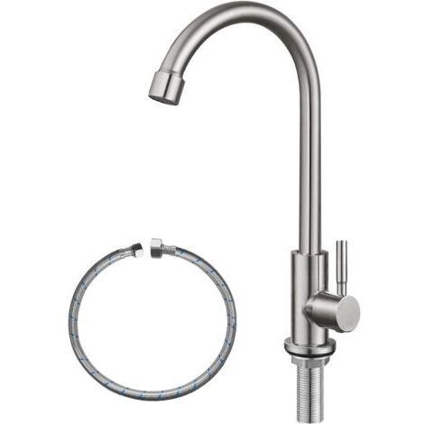 Robinet d'eau froide uniquement SUS304 en acier inoxydable pour évier de cuisine (1/5)