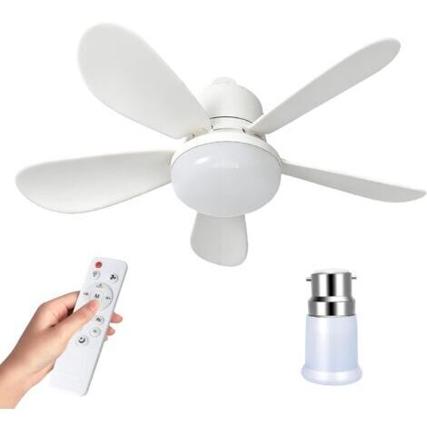Ventilateur de Plafond avec Lumière et Telecommande, E27/B22 LED Ventilateur Dimmable Plafonnier, 52cm Ampoule Ventilateur Plafond 40W,3 Vitesses, Silencieux, pour Salon, Chambre, Coucher (E27/B22)