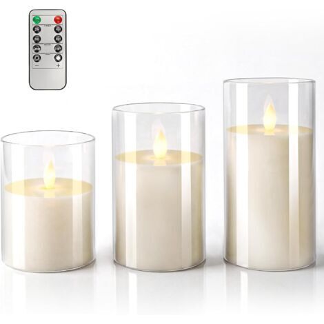 Bougies LED 3 PCS Bougie LED Flamme Vacillante Lumière Bougies Sans Flamme Graduable avec Télécommande pour Fête Décoration de la Maison,Camping,Mariages,Divers Festivals (1/5)