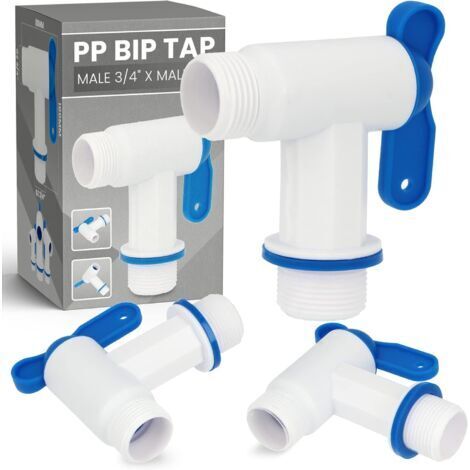 Robinet de vidange en plastique pour citerne d'eau de pluie - Baril d'eau de pluie - Connecteur IBC - Robinet de rechange (3/4" AG x 3/4" AG) (1/5)