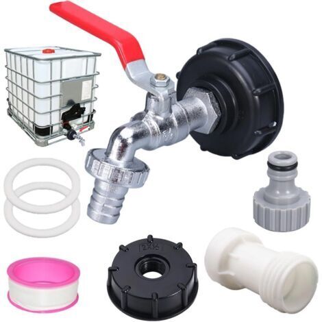 Robinet Cuve 1000l, Vanne Cuve avec Adaptateur en Plastique 3/4", IBC Raccord Robinet, IBC robinet Cuve cPour robinets de Réservoir D'eau, Réservoirs D'eau de Pluie Adaptateur de Réservoir IBC