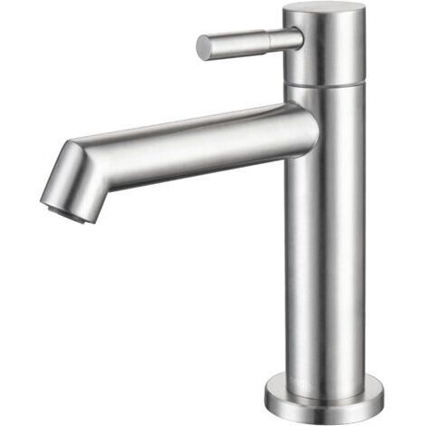Robinet de Lavabo Eau Froide Uniquement, Mitigeur Lave Main Eau Froide, Petit Robinetterie Brossé pour WC Invités, Cartouche Céramique, Mousseur Démontable