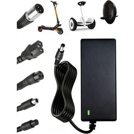 Chargeur Trotinette Electrique, 42V 2A Chargeur Hoverboard, 36V Universel Chargeur Batterie de Trottinette Électrique avec 6 Connecteurs pour Xiaomi M365 Hoverboard Scooter Electrique E-Bike