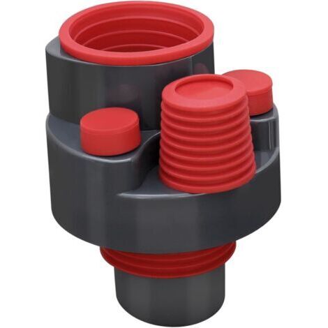 Adaptateur d'évacuation pour machine à laver et lave-vaisselle 4 voies, Raccord DN 50/75 ABS, Évacuation de machine à laver anti-odeur et étanche, Connecteur de vidange cuisine Rouge et Gris 1pc Pro (1/5)