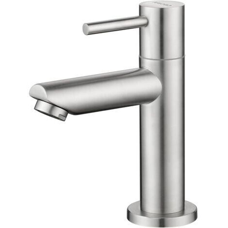 Robinet Lavabo Eau Froide avec Flexible Raccordement, Robinet Lave Main Eau Froide Uniquement avec Bec Hauteur 93.4 mm, Robinetterie Pour WC et Salle de Bain (1/5)