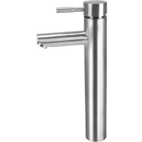 Robinet de Salle de Bains-Mitigeur de Lavabo Monocommande Robinets de lavabo Robinet de Lavabo Haut Salle de Bains en aciers inoxydables Résistant à l'usure Chaud Et Froid Brossé Argenté