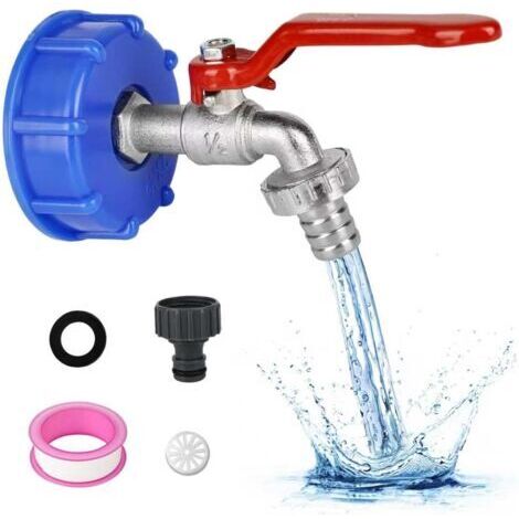Robinet Cuve 1000l 1/2"Adaptateur de Réservoir en Alliage d'aluminium,Raccord Cuve 1000 Litres,S60X6 IBC Robinet de Jardin avec Adaptateur en Laiton De Jardin Avec Adaptateur Pour De Cuve (1/5)