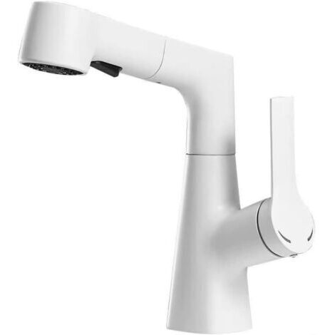 Robinet de cuisine pivotant à 360° avec 2 modes de pulvérisation pour salle de bain Robinet d'eau froide et chaude en alliage de zinc Blanc (1/5)
