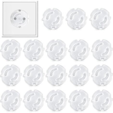 Lot de 18 protections de prise de courant type E/F avec mécanisme rotatif, cache-prise avec adhésif 3M pour montage sans vis (1/5)