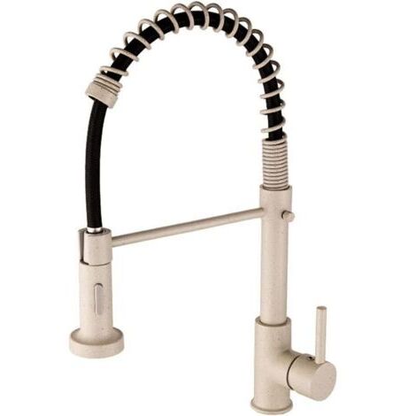 Robinet De Cuisine Mitigeur Cuisine Avec Douchette 2 Fonctions Robinet Évier Cuisine Avec Douchette Extractible, Rotatif À 360° Levier Unique Laiton Avec Ressort En Spirale Robinetterie Cuisine, Beige