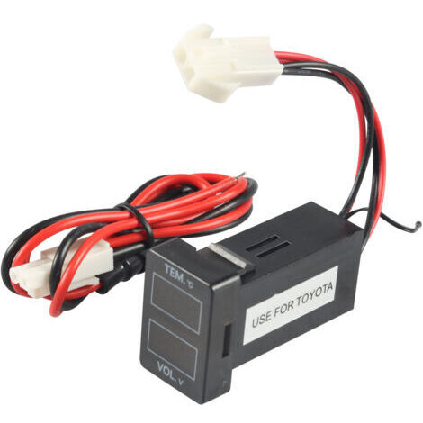 Voltmètre de voiture à LED pour touristes jauge de température 2 en 1 compteur de température de tension CC rouge bleu affichage des touristes noir série Toyota 0-30V (1/4)