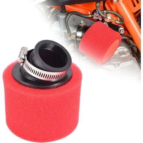 T Filtre à air 38 mm, filtre à air universel coudé pour moto 4 temps 50 cc 70 cc 90 cc 110 cc 125 cc 150 cc GY6 moto ATV cooter Quad Go Kart cyclomoteur Pit Dirt Bike-Rouge (1/5)