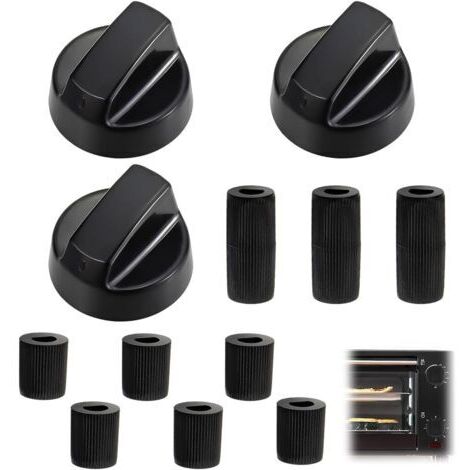 Bouton Gazinière Universel 3 Pièces + 9 Adaptateurs En Plastique, Diamètre Intérieur 6Mm Et 8Mm Pour Fours Et Plaques De Cuisson (1/5)