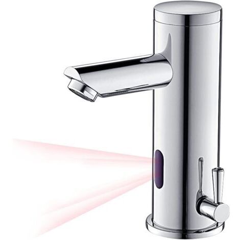 Robinet Infrarouge Electronique Eau Froide et Chaude Mitigeur Automatique Laiton Chrome Robinet Automatique de Lavabo pour Salle de Bain