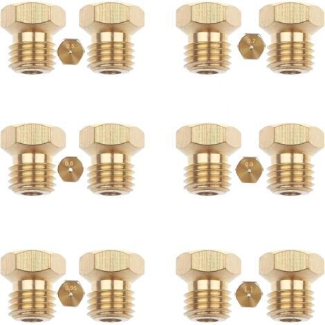 12 Pcs Gicleur Gaz Butane Universels[2×0.5mm, 2×0.7mm, 2×0.8mm, 2×0.9mm, 2×0.95mm, 2×1.1mm] Gicleur Gaz De Ville Injecteur GazButane