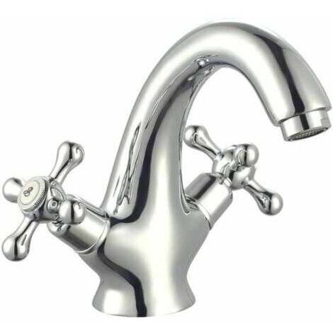 Mélangeur Lavabo BEVERLEY Fixe Chromé - Style Rétro - Aérateur Économie d’Eau - Vidage Tirette Inclus (1/5)