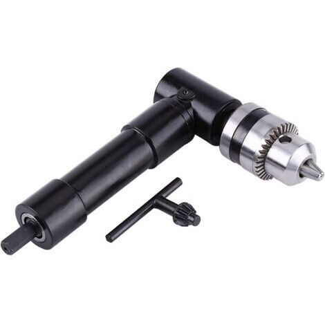 Fixation de perceuse d'angle de mandrin 1/2, perceuse robuste à 90 degrés + adaptateur de perceuse à tige hexagonale à angle droit de 8 mm, fixation d'angle, perceuse d'extension (1/4)