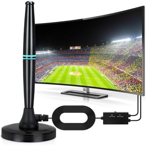 Antenne HDTV intérieure – Réception longue portée à 360° avec base magnétique, amplificateur de signal à gain élevé (1/5)