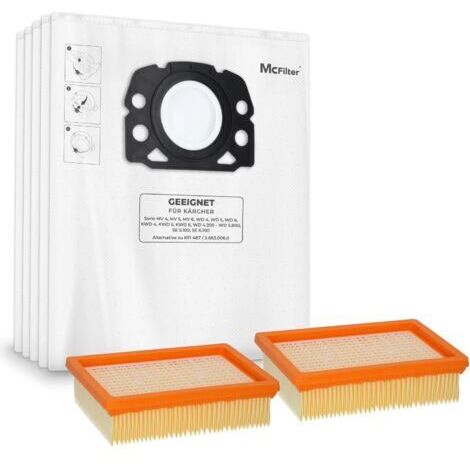 I 10 sacs à poussière + 2 filtres compatibles avec Kärcher WD4 P S V-20/5/22, WD5 P V-25/5/22, WD6 P S V-30/6/22/T, MV4, MV5, MV6 Alternative pour Kärcher KFI 487 comme KFI 4410 - Type KA 33