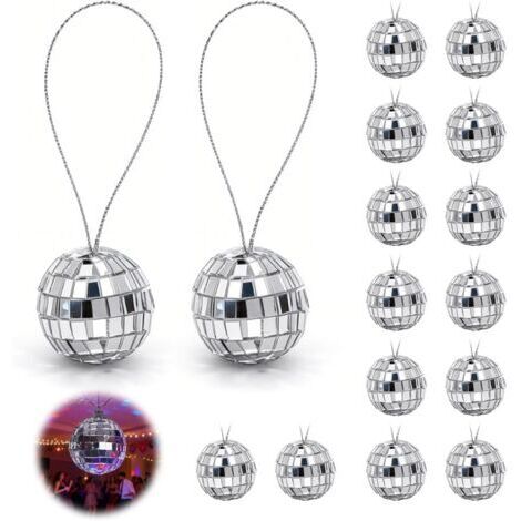 Mini Boule à Facette 2,2cm avec Ruban Argenté – Petite Boule Disco Miroir à Suspendre pour Décoration Gâteau, Sapin de Noël, Mariage, DIY, Anniversaire & Table de Fête – Ornement Scintillant (Lot) (1/5)