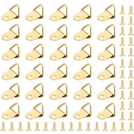 50 Pièces Crochet pour Cadre,Attache Tableau,Photo Anneaux Triangulaires Cadre,Support Murale Cintre avec 50 Pièces Vis Utilisé pour les Cadres Photo, Suspension de Décorations de Meubles (1/5)