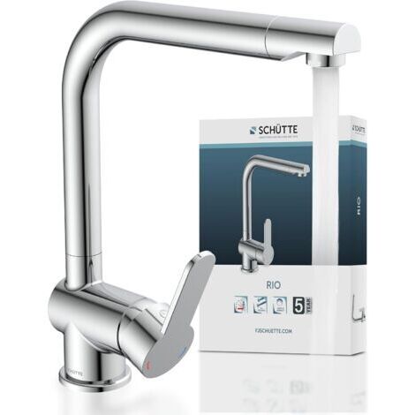 79816 RIO Robinet de cuisine orientable à 360°, Mitigeur d'évier avec bec haut cuisine, Mitigeur monocommande simple évier double Mitigeur d'évier, Robinet en chrome (1/5)