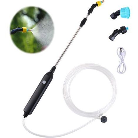 Pulvérisateur de jardin électrique avec 3 buses et tuyau 3M, rechargeable par USB pour la protection des plantes, le désherbage et le lavage de voiture (5V) (1/4)