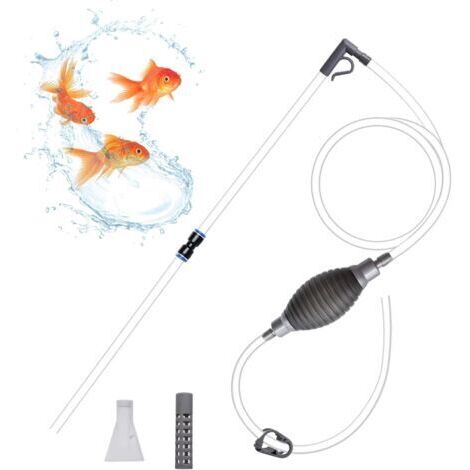7 Pièces Aspirateur Aquarium 2.2M Nettoyeur Aquarium Siphon Aquarium Pompe Nettoyage Aquarium Kit Nettoyage Aquarium de Manuel pour Aquarium Changer l'eau Nettoyage Graviers et Sable (Gris)