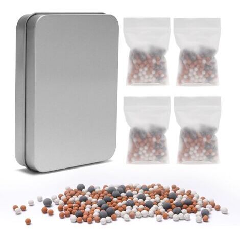 Recharges Billes Minérales 4 Packs pour Pommeau de Douche Filtrant, Pierres Filtrantes Ionisantes, Anti-Calcaire, pH Neutre, Universel (1/5)