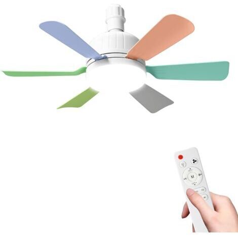 Ventilateur de Plafond avec Lumière et Telecommande, 46CM LED Ventilateur Dimmable Plafonnier, Ampoule Intégrée E27 40W, 3 Couleur Claire, 3 Vitesses, Moteur sans Balais, Pour Bureau, Maison (Coloré) (1/5)