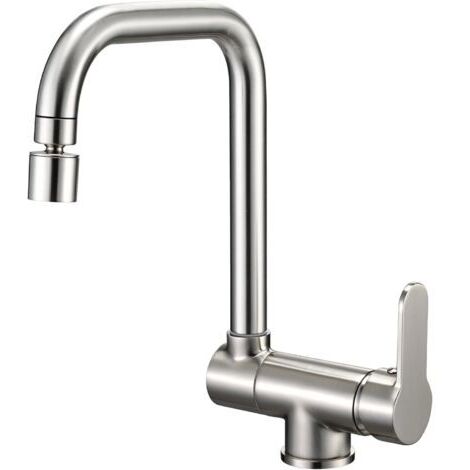 Robinet de cuisine à l'avant, pliable, robinet de cuisine sous fenêtre, robinet d'évier avec 2 types de jet, pivotant à 360°, mitigeur monocommande haute pression, en acier inoxydable
