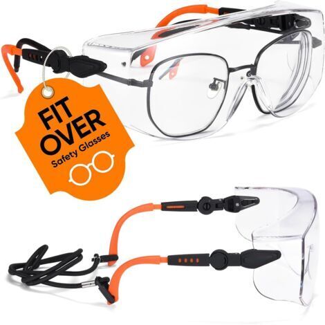 Lunettes de sécurité allongées avec sangle réglable, adaptées aux travaux de soudure chimique abrasive SG009, certifiées CE EN166, antibuée et anti-rayures UV 400, avec protection latérale (1/5)