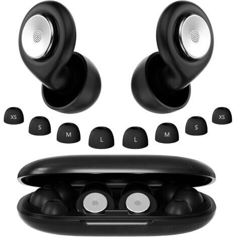 Bouchons d'Oreilles pour Dormir, 2026 Nouveau 45dB Réutilisables Réduisant le Bruit Pour Dormir, Boule Quies Protection auditive Bons pour Sommeil/Étude/Voyage/Concerts, 4 Tailles (XS/S/M/L) - Noir