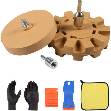 Gomme, disque gomme, pointe gomme pour enlever les résidus de colle, kit pour enlever les garnitures et autocollants de voiture (1/5)