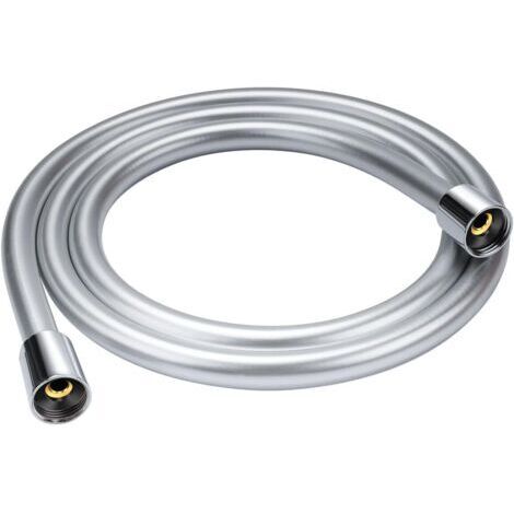 Flexible de douche 160 cm avec protection anti-torsion, tuyau de, raccord standard 1/2", et résistant à la torsion, testé pour l'eau potable sous pression, argenté (1/5)