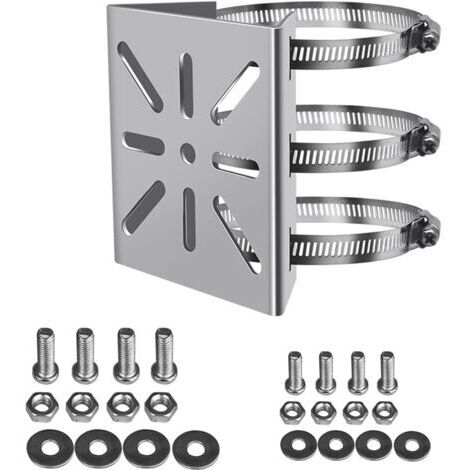 Universel Montage Vertical sur Poteau Support pour caméra de sécurité,3 Boucles Acier Inoxydable Support d'angle Montage,Support mât Convient aux caméras vidéosurveillance(100mm) (1/5)