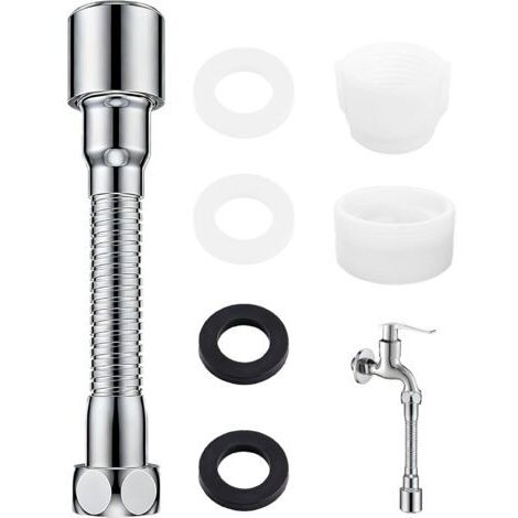 Rallonge de robinet de 13 cm, embout pivotant, régulateur de jet avec adaptateur de robinet, extension de robinet rotative à 360 °, pour cuisine, salle de bain, lavabos (1/5)